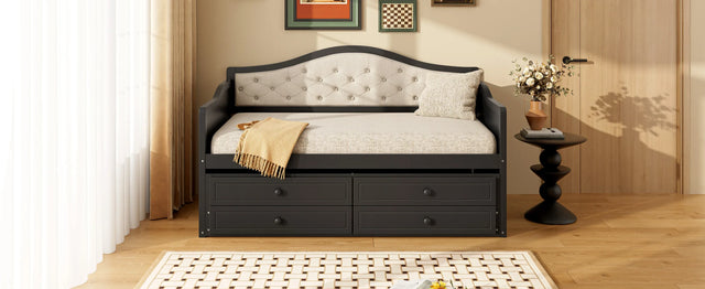 Twin Daybed With Pull-Out Trundle And Storage Drawers - Omega Lifestyles