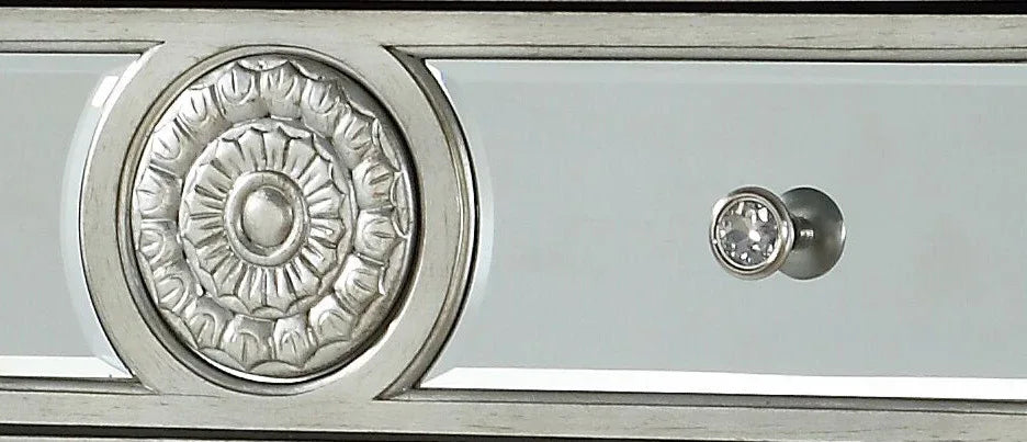 Mirrored Finish Silver Synthetic Wood Chest - Omega Lifestyles