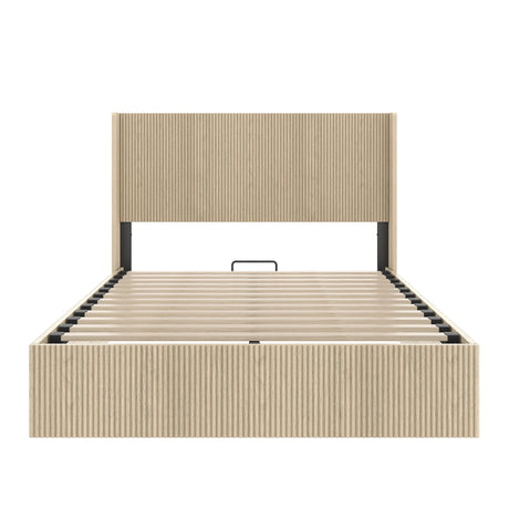 Queen Oak Storage Bed Frame With Gas Lift Mechanism - Omega Lifestyles