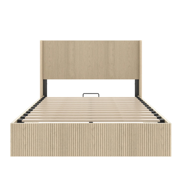 Queen Oak Storage Bed Frame With Gas Lift Mechanism - Omega Lifestyles