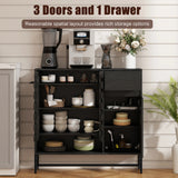 Black Woven Door Buffet Cabinet With Adjustable Storage - Omega Lifestyles