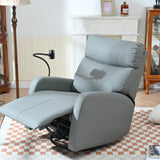 Modern Blue Gray PU Swivel Rocker Recliner Chair - Omega Lifestyles