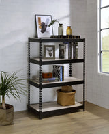Industrial Black Natural Metal Composite Wood Bookshelf - Omega Lifestyles