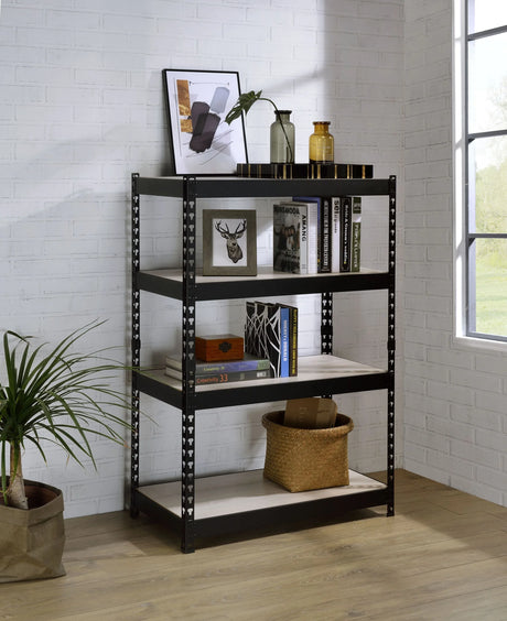 Industrial Black Natural Metal Composite Wood Bookshelf - Omega Lifestyles