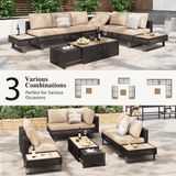 Diamond Weave Outdoor Sectional Furniture Set With Cushions - Omega Lifestyles