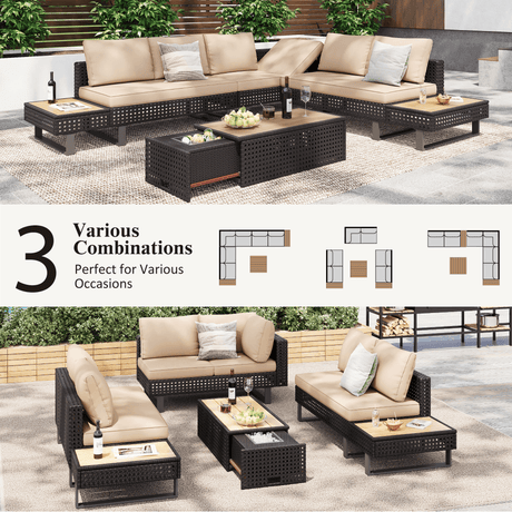 Diamond Weave Outdoor Sectional Furniture Set With Cushions - Omega Lifestyles