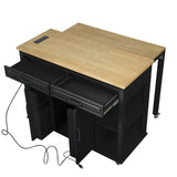 Extendable Rubber Wood Veneer Kitchen Island Cart - Omega Lifestyles