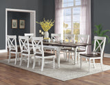 Solid Wood Brown And White Extendable Dining Table