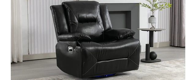 Manual Black Leather Gel Recliner Chair With LED Light Strip - Omega Lifestyles