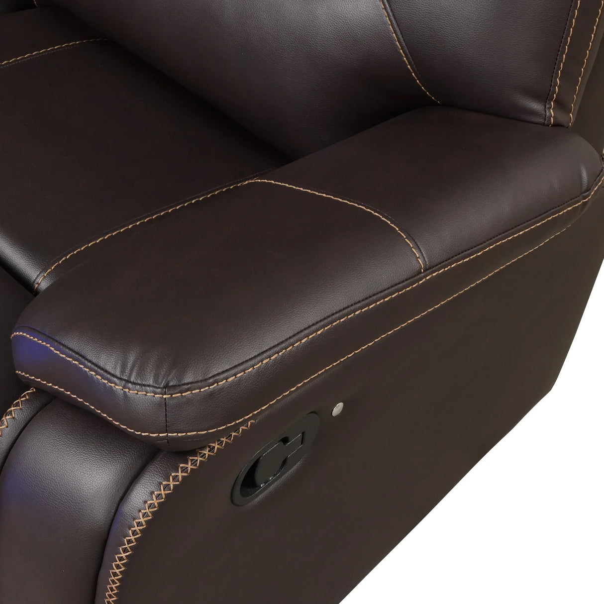 Modern Brown PU Leather Manual Reclining Sectional Sofa - Omega Lifestyles