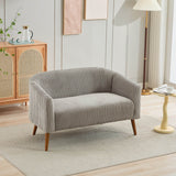 Corduroy Upholstered Modern Gray Loveseat Sofa With Walnut Legs - Omega Lifestyles