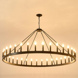 Matte Black Farmhouse 36-Light Wagon Wheel Chandelier - Omega Lifestyles