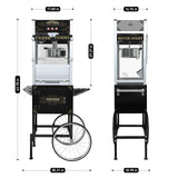 Commercial Popcorn Machine With Cart And Stainless Steel Kettle - Omega Lifestyles