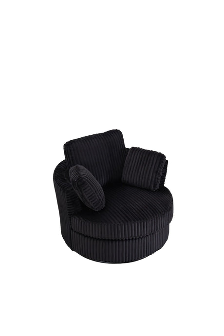 360-Degree Swivel Plush Corduroy Accent Chair With Pillows - Omega Lifestyles