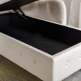 Beige Velvet Classic Storage Chaise Lounge Chair - Omega Lifestyles