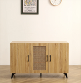 Three-Door Melamine Cabinet With Rattan Mesh Doors - Omega Lifestyles