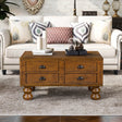 Solid Wood 40-Inch Antique Coffee Table With Drawers - Sleep Galleria