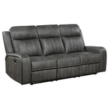 Grey Upholstered Manual Reclining Plush Foam Sofa - Omega Lifestyles