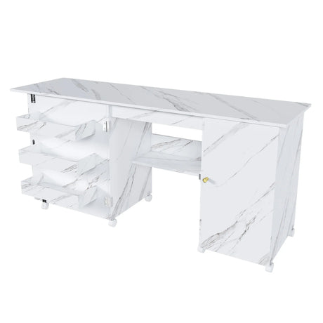 Foldable Adjustable Sewing Machine Table With Storage Cabinet - Omega Lifestyles