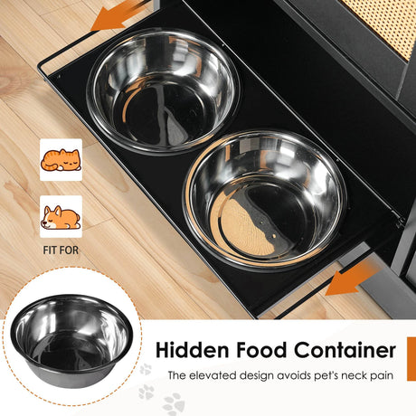 Pet Feeding Station With 2 Elevated Bowls And Storage - Sleep Galleria