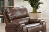 Transitional Brown Leatherette Recliner With Nailhead Trim - Omega Lifestyles