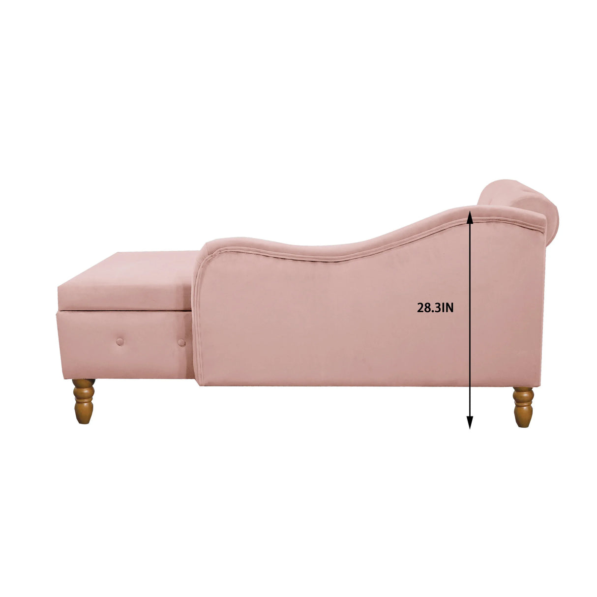 Pink Velvet Storage Chaise Lounge With Pillow - Omega Lifestyles