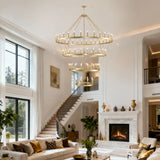 Farmhouse Wagon Wheel 60-Light Adjustable Height Chandelier - Omega Lifestyles