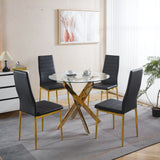 5-Piece Mid-Century Glass Top Metal Leg Dining Set - Omega Lifestyles