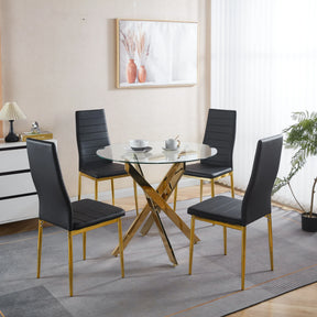 5-Piece Mid-Century Glass Top Metal Leg Dining Set - Omega Lifestyles