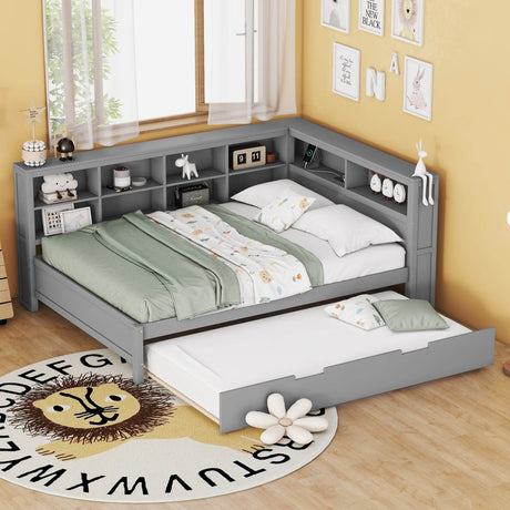 Full Size Wooden Daybed With Trundle USB Charging Station - Omega Lifestyles