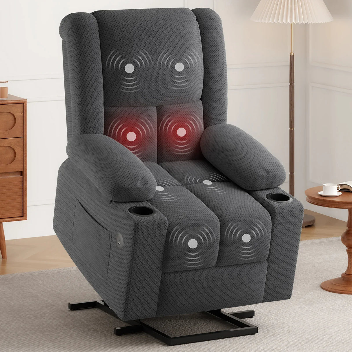 Power Lift Massage Heat Recliner Chair With USB Ports - Omega Lifestyles