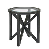 Modern Round Tempered Glass Wood Base Coffee Table - Omega Lifestyles
