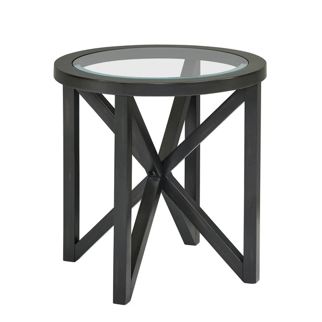 Modern Round Tempered Glass Wood Base Coffee Table - Omega Lifestyles