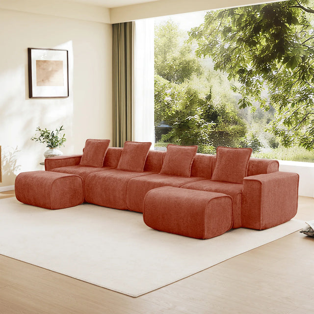 Modular 4-Seat Velvet Boneless Cloud Sectional Sofa - Omega Lifestyles