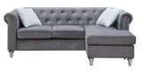 Gray Velvet Chaise Lounge Sofa With Pocketed Coil Seating - Omega Lifestyles