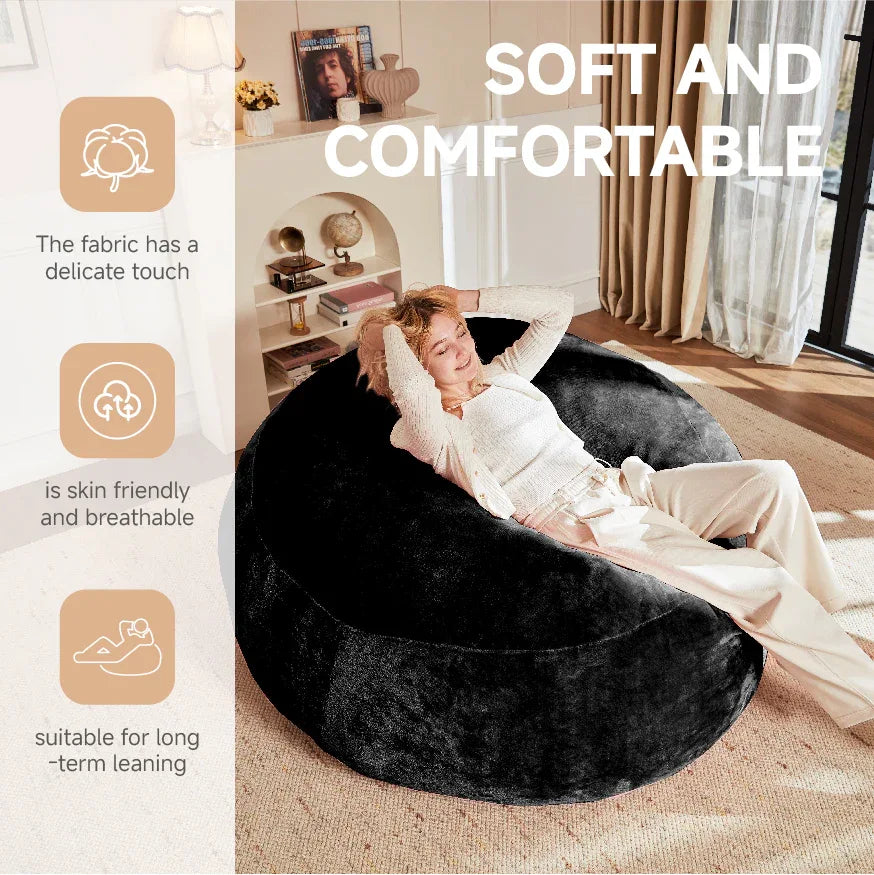 Memory Foam Black Flannel Bean Bag Chair - Omega Lifestyles