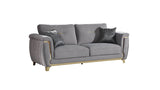 Contemporary Solid Wood Velvet Upholstered Sofa With Gold Accents - Omega Lifestyles