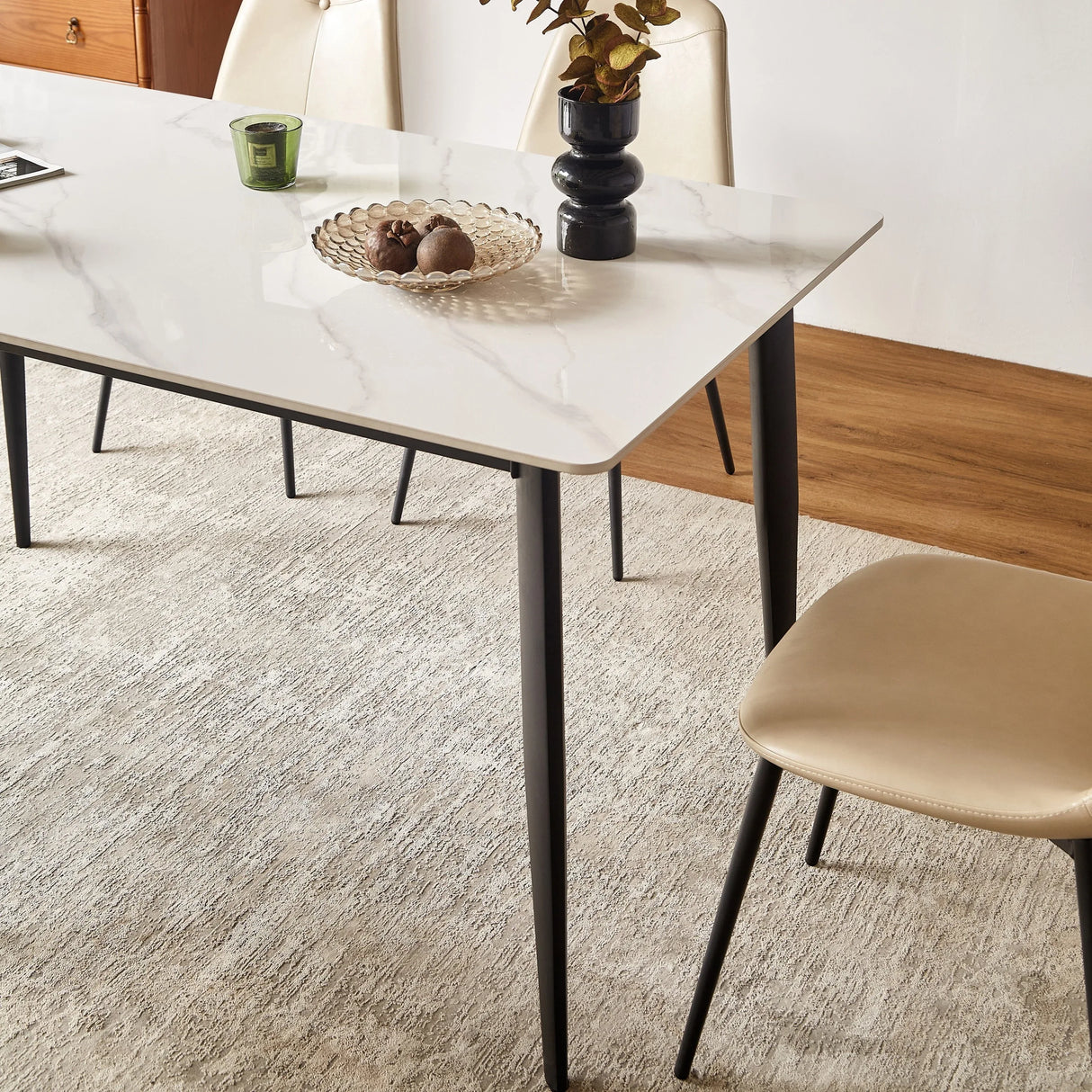 Mid Century Modern 55-Inch Round Sintered Stone Dining Table - Omega Lifestyles