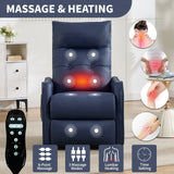 Medium-Firm Blue Faux Leather Power Lift Massage Recliner Chair - Omega Lifestyles