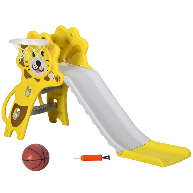 2-in-1 Toddler Slide With Basketball Hoop Indoor Toy - Omega Lifestyles