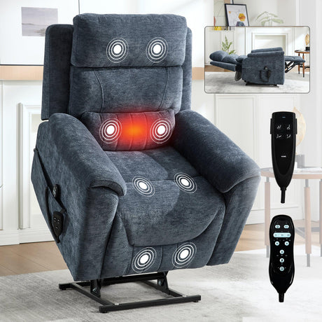 Dual Motor Power Lift Recliner Chair With Massage Heat - Omega Lifestyles