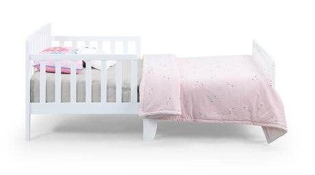 Solid Wood White Toddler Bed With Safety Rails - Omega Lifestyles