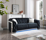 Modern Velvet 3-Seat Sofa With LED Accent Lighting - Omega Lifestyles