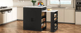 Extendable Black Kitchen Island With Storage Cabinet - Omega Lifestyles