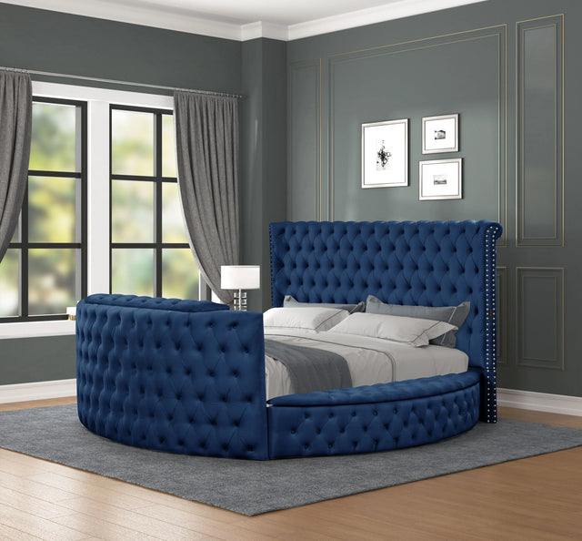 Modern Crystal Tufted Upholstered Wood Queen Bed Frame - Omega Lifestyles