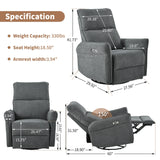 Power Swivel Rocker Recliner Chair With USB Ports - Omega Lifestyles