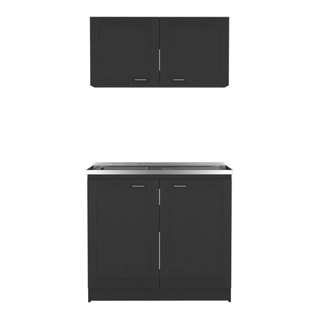 Black Particle Board Garage Cabinet Set - Omega Lifestyles