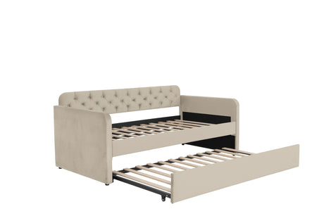 Twin Velvet Upholstered Daybed Frame With USB Charging - Omega Lifestyles