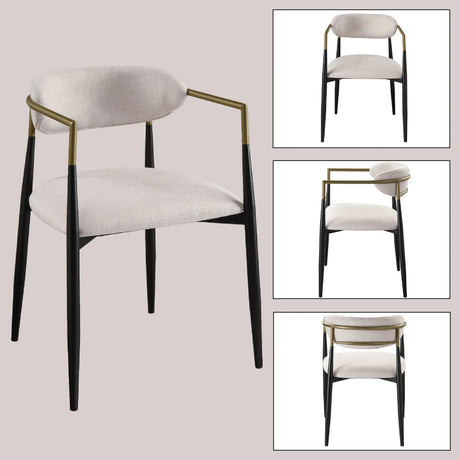 Set of 2 Beige Linen Upholstered Metal Frame Side Chairs - Omega Lifestyles