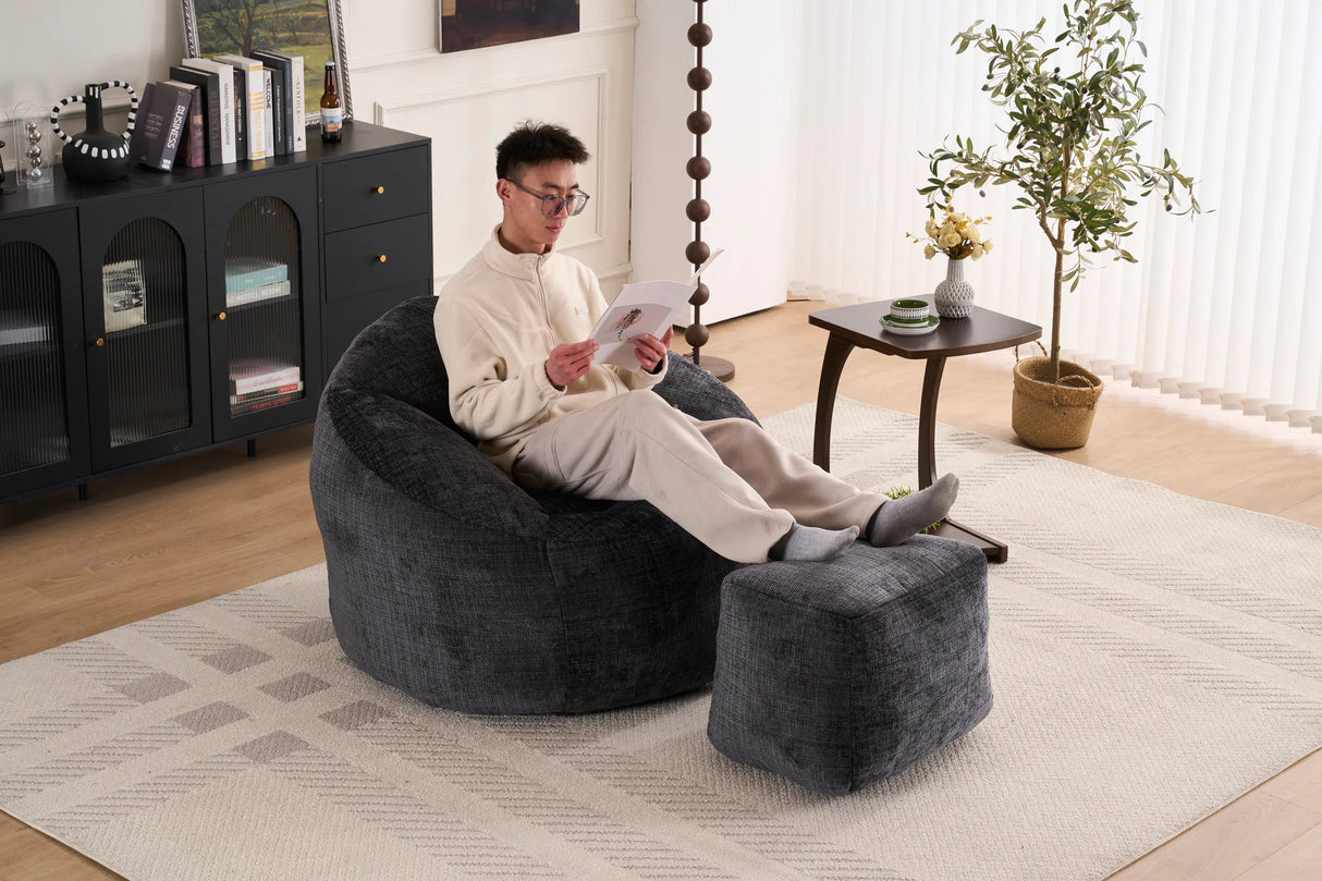 Extra Soft Chenille Memory Foam Bean Bag Chair - Omega Lifestyles